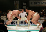US Sumo Open 2006 : "The 6th Annual US Sumo Open 2006 was held at the Los Angeles Convention Center, April 9. There were 60 athletes, with 20 competitors holding national or world titles in sumo and other martial arts. The competitors come from at least seven different countries and a dozen US states. Special guest included the Japanese Sumo Grand Champion Koyo Musashimaru, the 67 Yokozuna, and Jan Perry, Los Angeles Councilwomen of the Ninth District." -US Sumo Open